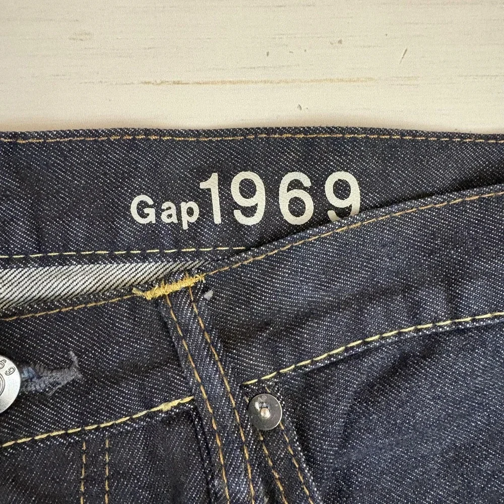 Gap 1969 Skinny Selvedge Jeans Mens 34x30 Blue Denim Resin Rinse Zip Fly